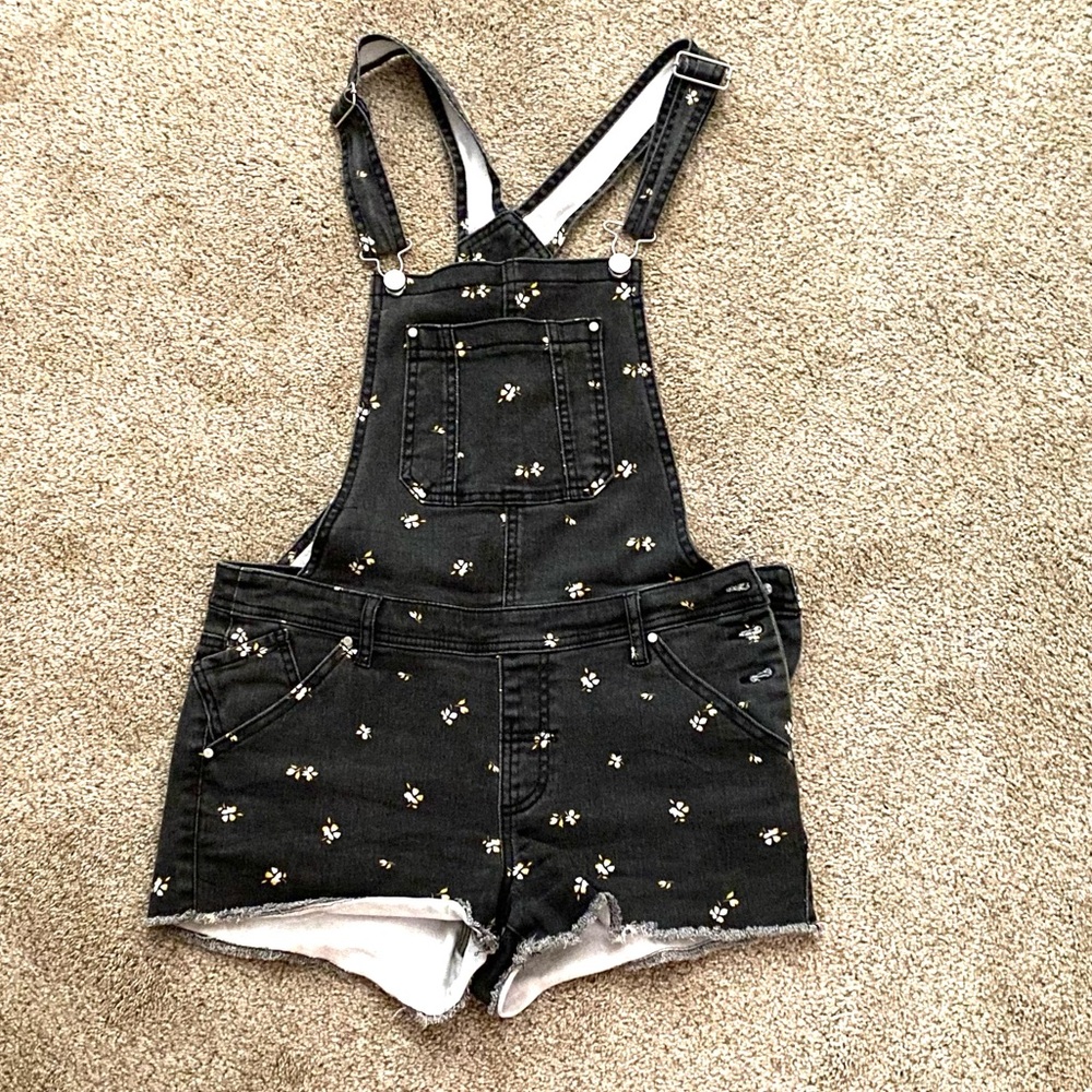 Black Floral Shortalls